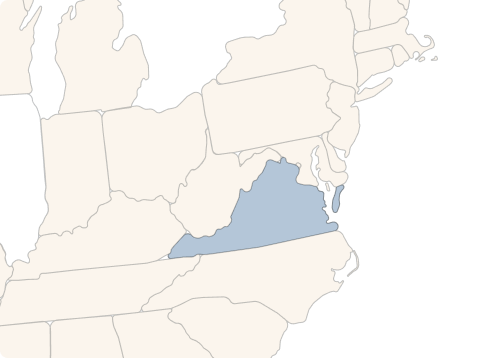 USA map zoomed in on North Carolina